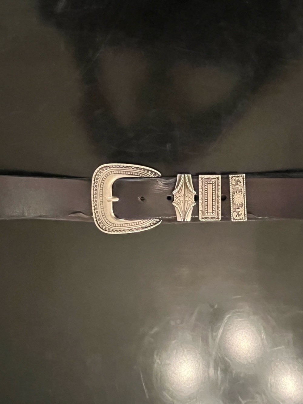 Ariat Women's Leather Western Belt with Silver-Tone Ornate Buckle